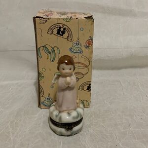 Enesco Figurine Trinket Angel Girl Box Vintage